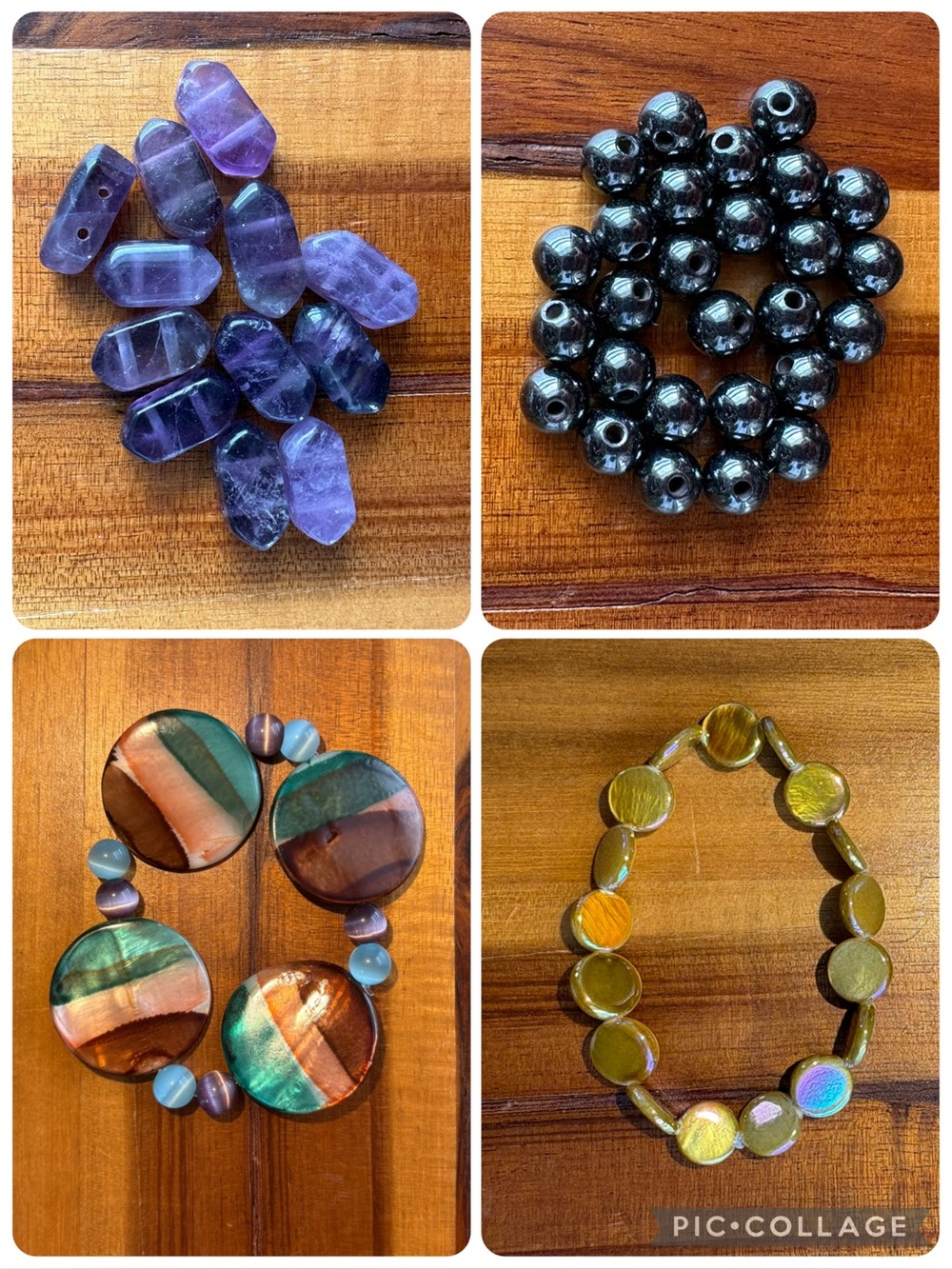 Jewelry Making Craft Destash Lot: Amethyst Hematite Loose Beads Shell Bracelets